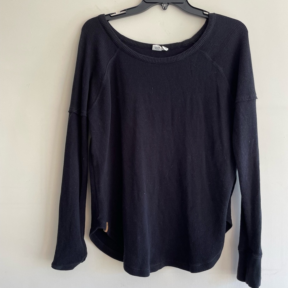 10 tree waffle long sleeve black shirt size small